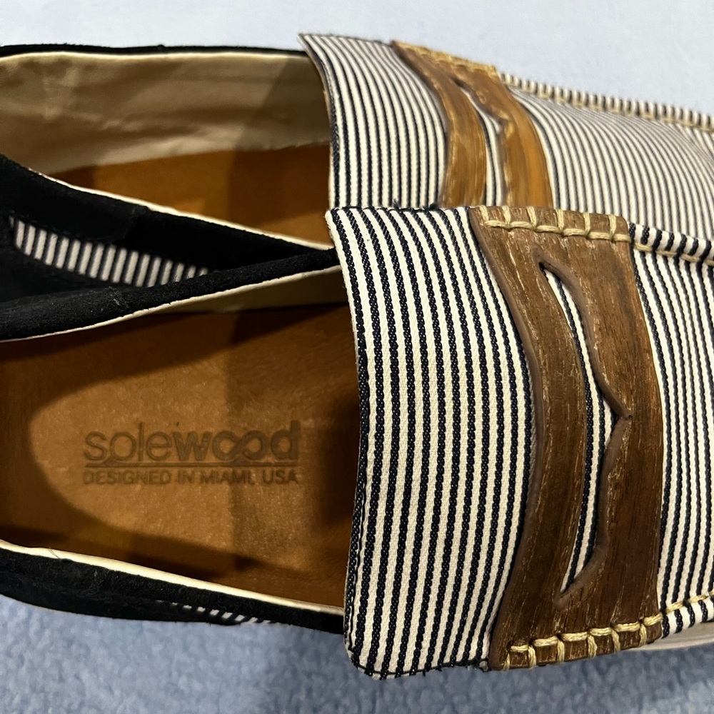 Solewood Men's Penny Loafer, Blue & White Stripes, Size 9M - Picture 3 of 7